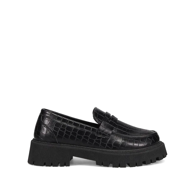 Μαύρο κροκό chunky loafer