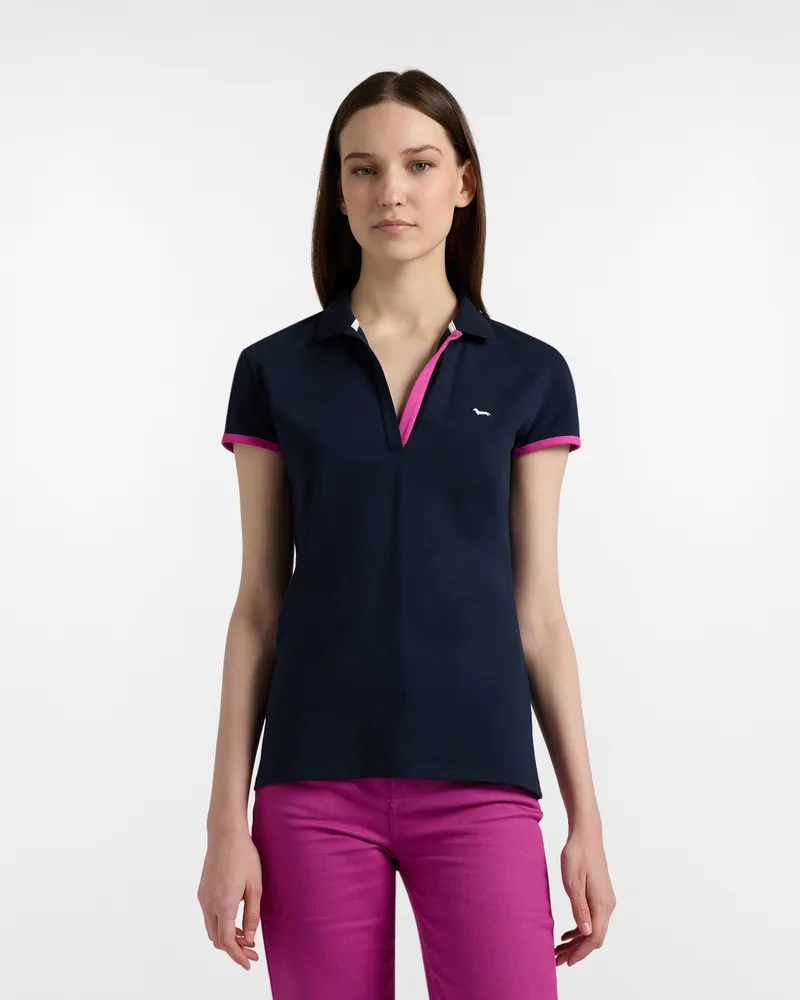 Harmont & Blaine Γυναικεία Polo Μπλούζα Με Contrast Γιακά Slim Fit