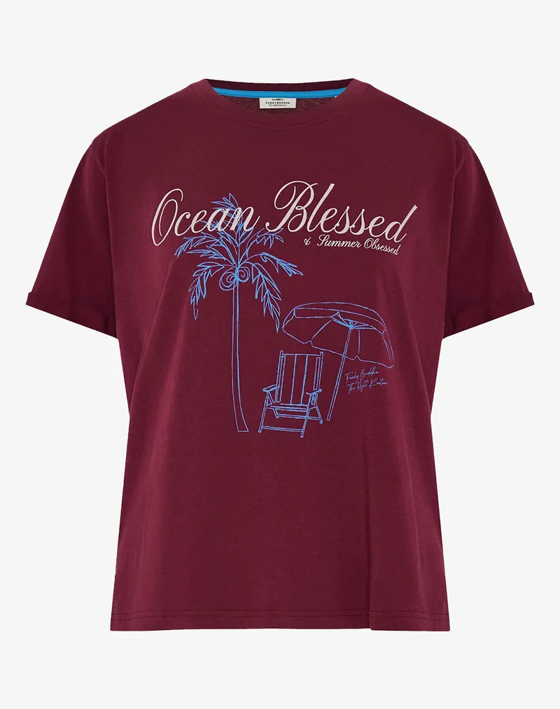 FUNKY BUDDHA T-Shirts FBL013-142-04-BURGUNDY Bordeux