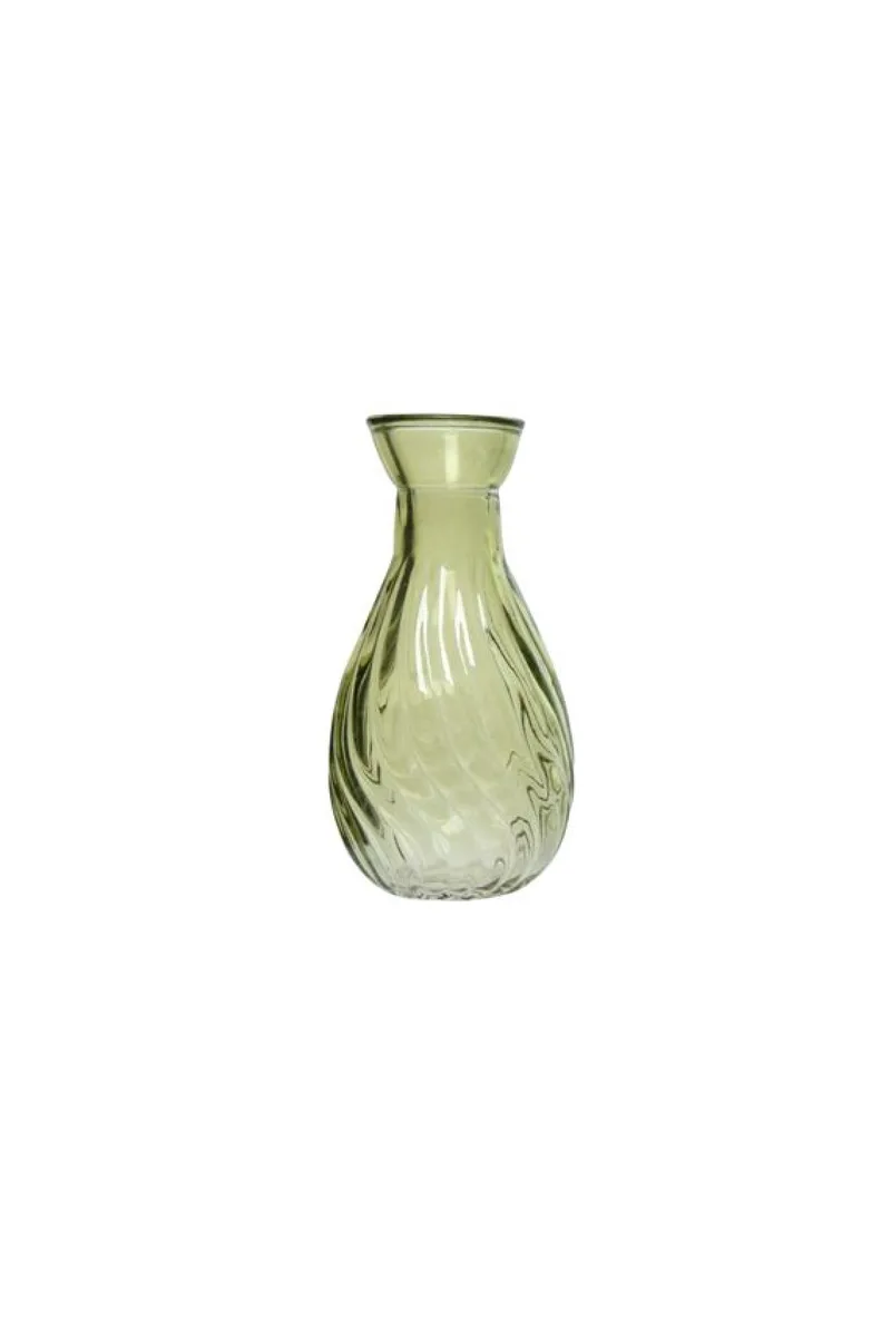 Βαζο Γυαλινο Με Αναγλυφο Σχεδιο 5.5x5.5x10cm Πράσινο Kaeming