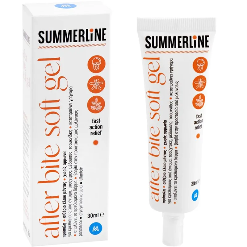Medisei Summerline After Bite Soft Gel Ενυδατικό Τζέλ για την Αντιμετώπιση Τσιμπημάτων Από Έντομα με Άμεση Ανακούφιση & Προστασία από Μολύνσεις 30ml