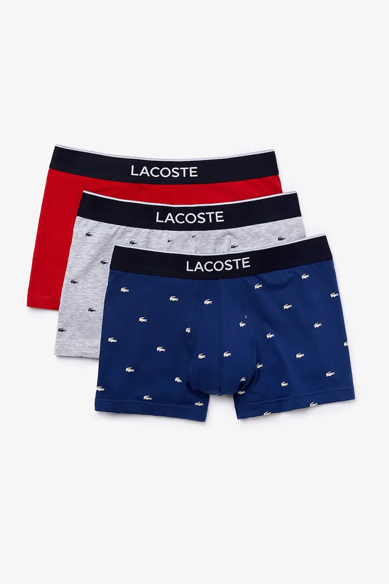 Lacoste ανδρικό σετ μποξεράκια με μικροσχέδιο (3 τεμάχια) - 5H3411 Μπλε Ραφ