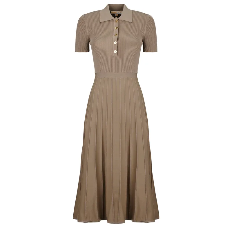 Μακριά Φορέματα MICHAEL Michael Kors FIT N FLARE POLO SS MIDI