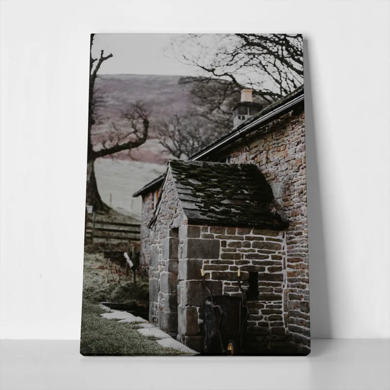 Πίνακας σε Καμβά RUSTIC FARMHOUSE STONE CABIN 2