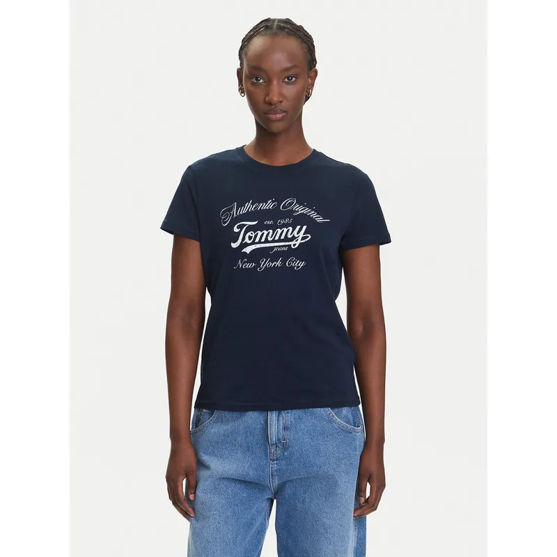 Tommy Jeans T-Shirt Essential DW0DW21404 Σκούρο μπλε Regular Fit