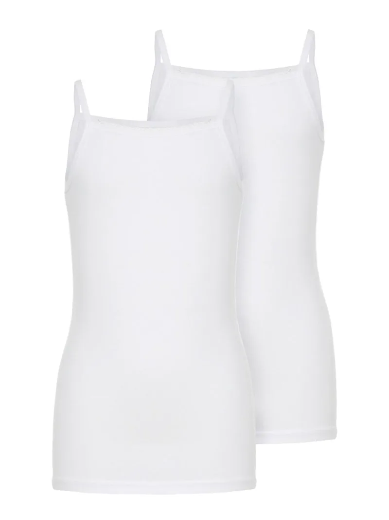 Σετ 2 τεμ. φανελάκι κορίτσι Name it -13163590-white organic cotton