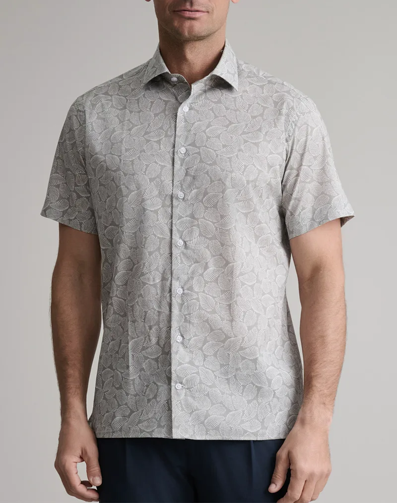 NAVY&GREEN ΠΟΥΚΑΜΙΣΟ COMFORT FIT, ΚΟΝΤΟ ΜΑΝΙΚΙ 24NG.MP27/NGM/SS-OPAL GREY/WHITE Gray