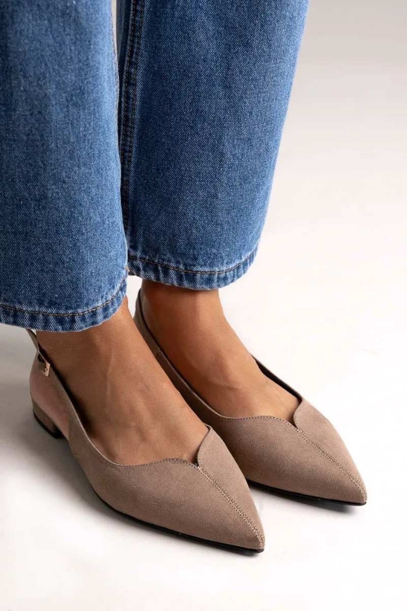 TFP Slingback Pointed Ballet Flats - 115 - Taupe Suede