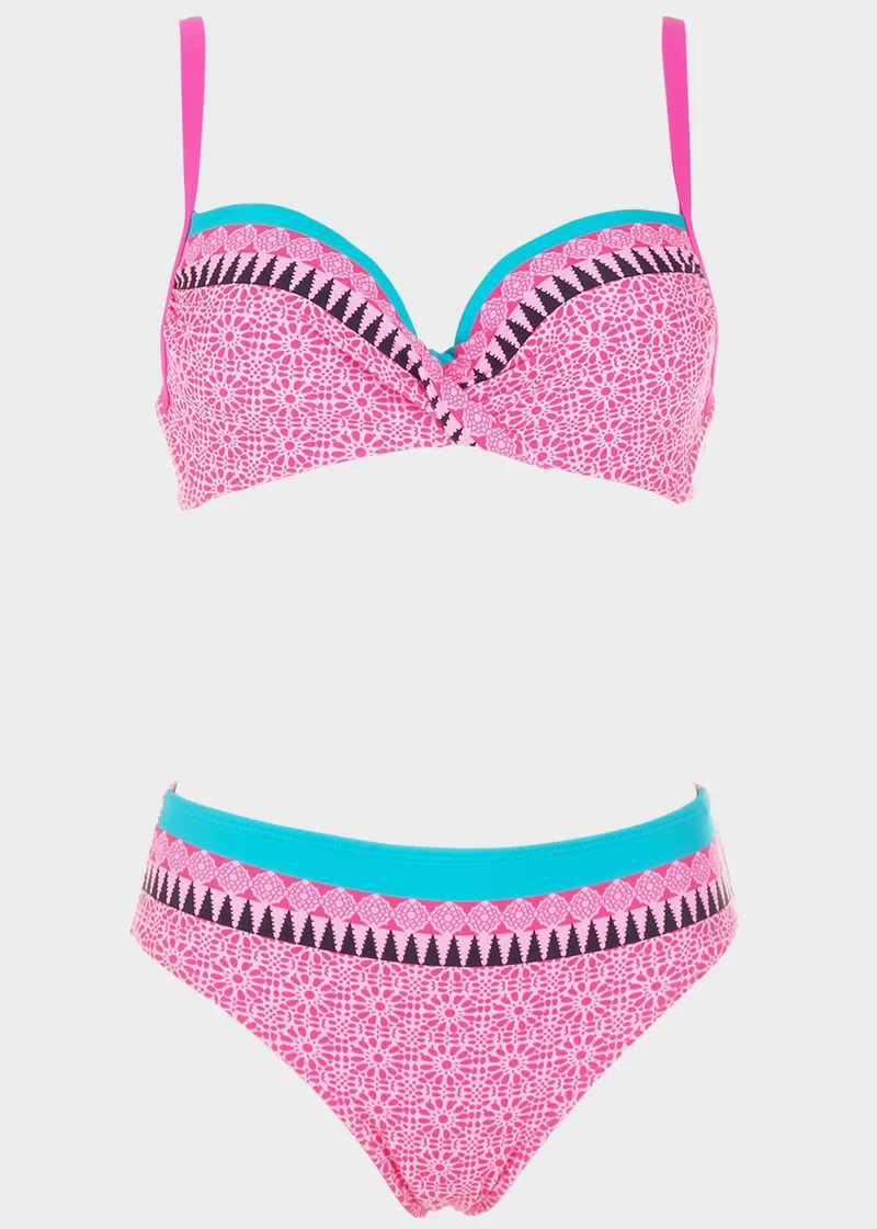 Bikini all print.Καλύπτει B Cup ΡΟΖ