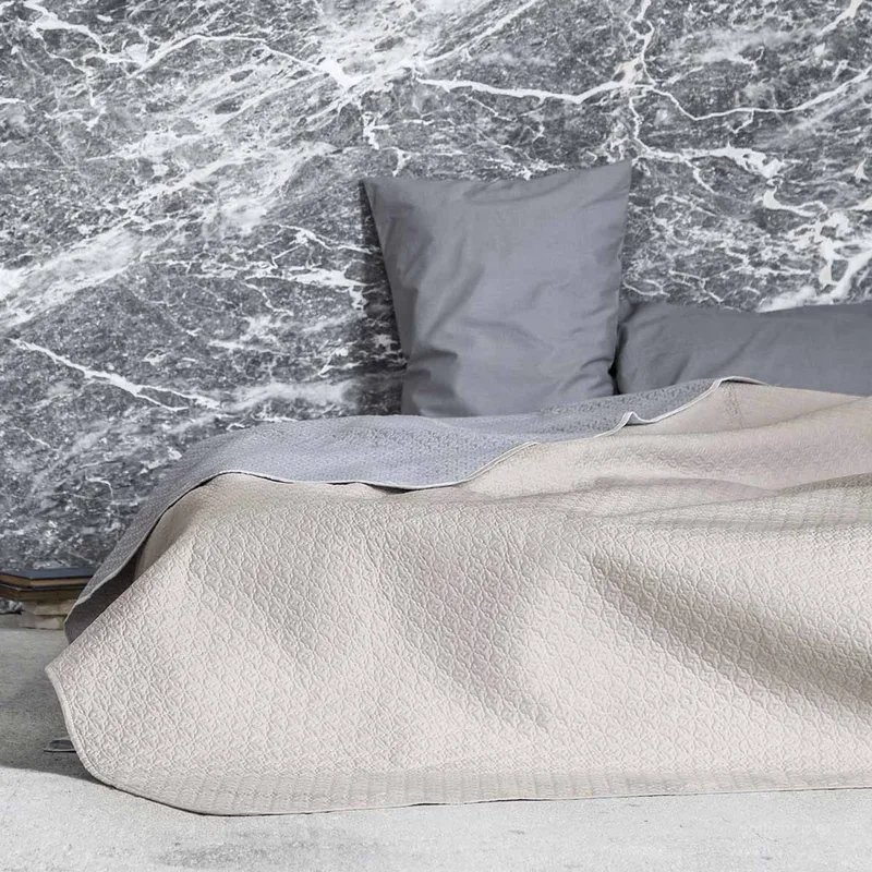 Κουβερλί Υπέρδιπλο 2 Όψεων Nima Layers Fiorire Linen/Dark Grey