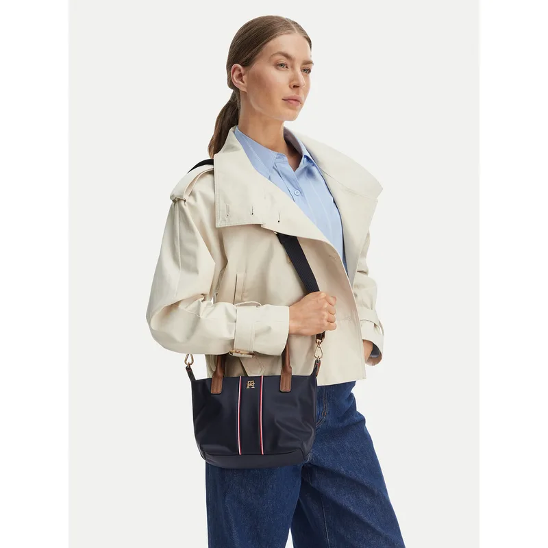 Τσάντα Tommy Hilfiger Popette Mini Tote Corp AW0AW17707 Σκούρο μπλε