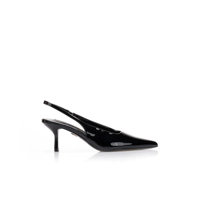 Γόβες TSOUKALAS μαύρες slingback με λάστιχο ΜΑΥΡΟ