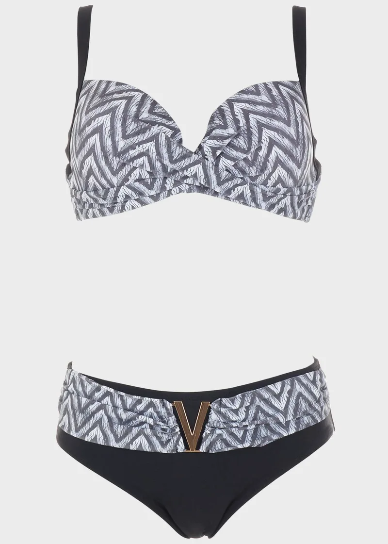 Bikini all print.Kαλύπτει C-D Cup ΜΑΥΡΟ