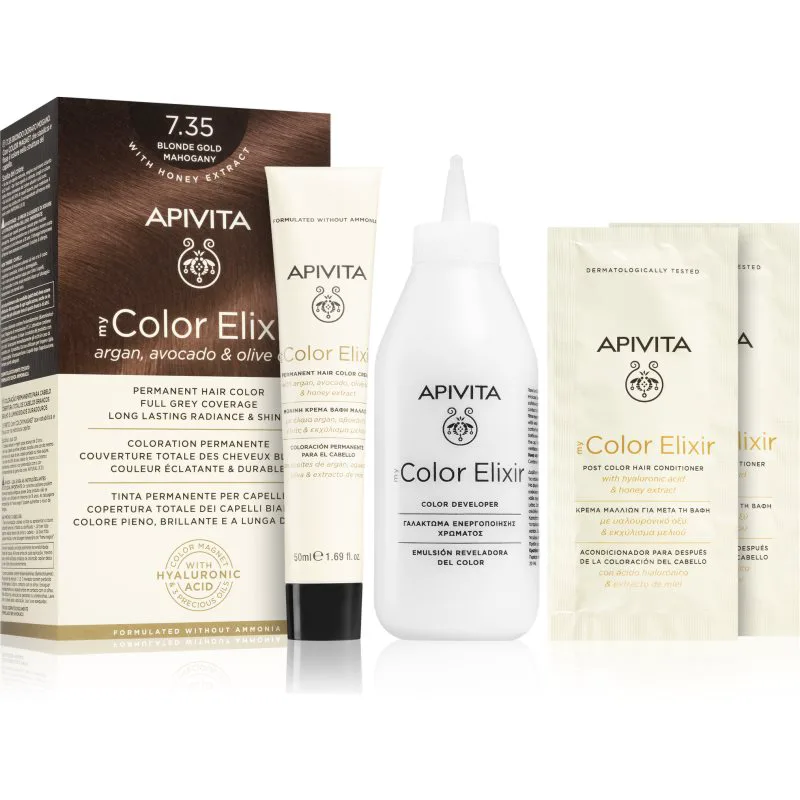 Apivita My Color Elixir βαφή μαλλιών χωρίς αμμωνία απόχρωση 7.35 Blonde Χρυσό Mahogany 1 τμχ
