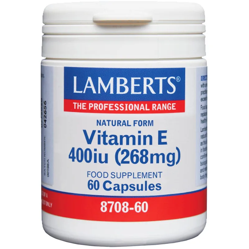 Lamberts Natural Form Vitamin E 400iu, 60caps,Συμπλήρωμα Διατροφής με Βιταμίνη Ε σε Φυσική Μορφή για Αντιοξειδωτική Δράση