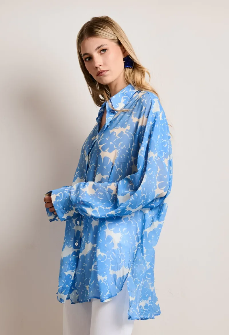 Εμπριμέ πουκάμισο oversized