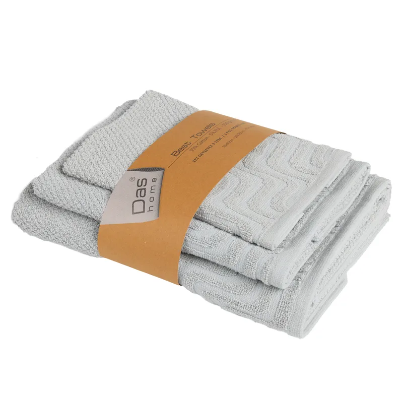 Das home σετ πετσετεσ 3τεμαχιων best 0881 grey