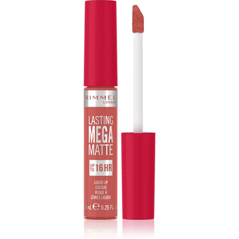 Rimmel Lasting Mega Matte Υγρό ματ κραγιόν 16 ώρες απόχρωση Coral Sass 7,4 ml