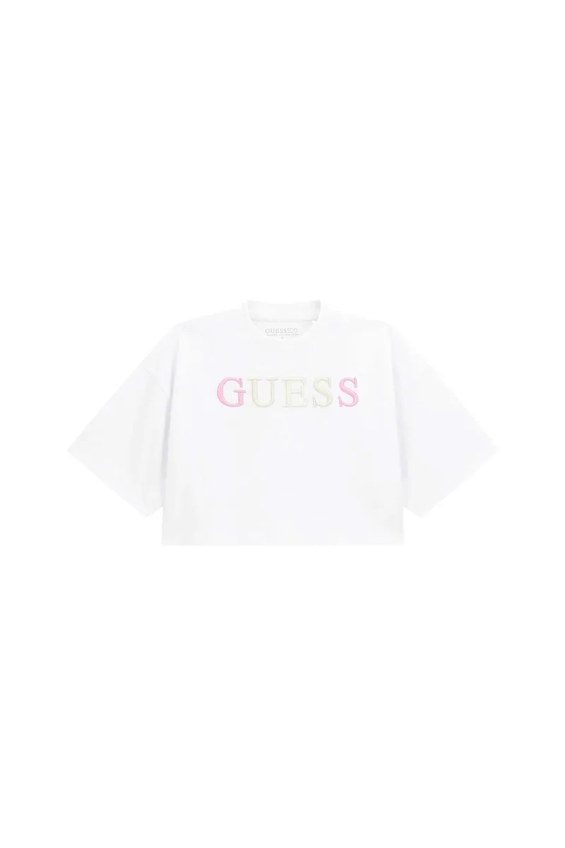 Guess παιδικό T-shirt με κεντημένο λογότυπο Boxy Fit - J6RI11KCNQ4 Λευκό