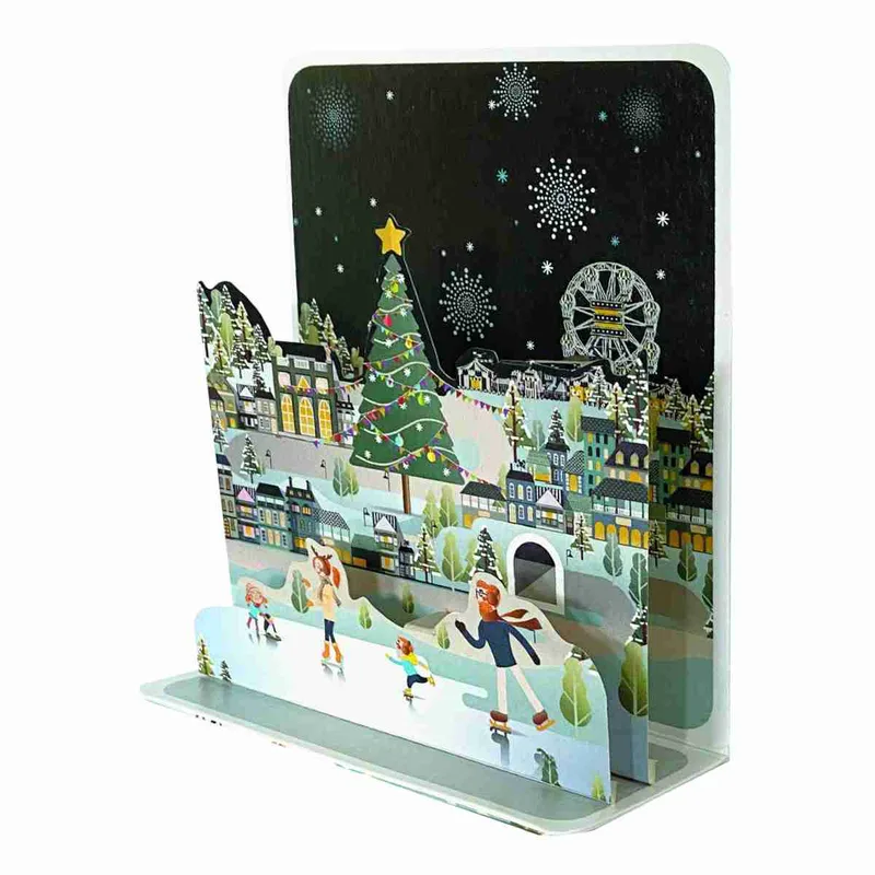 Pictura Xmas 3D Αναδυόμενη Κάρτα Πατινάζ στην Παγωμένη Λίμνη