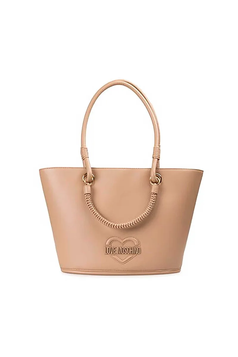 Love Moschino γυναικεία τσάντα ώμου με μεταλλικό λογότυπο - JC4099PP1OLL0 Μπεζ