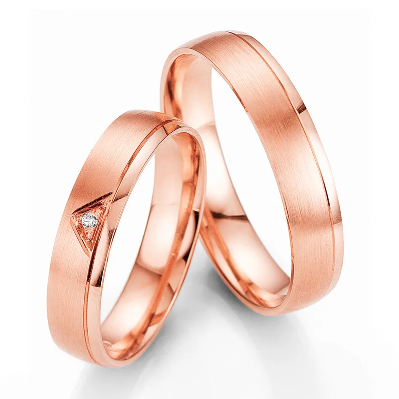Ροζ Χρυσή Βέρα Γάμου Breuning με ή χωρίς Πέτρες WR319R diamonds k18
