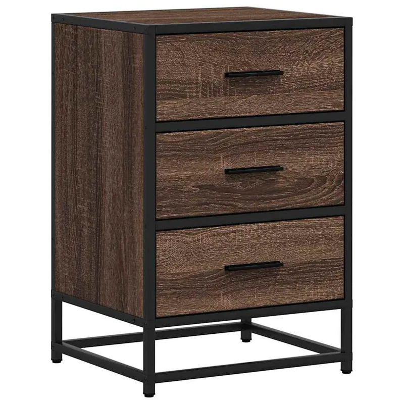 vidaXL Κομοδίνο καφέ δρυς 40x34,5x60cm Κατασκευασμένο ξύλο και μέταλλο