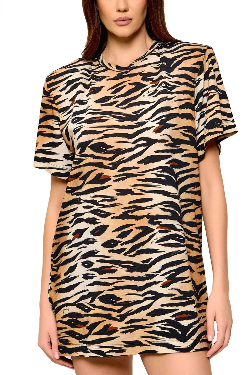 PINKO T-SHIRT MARGIE MAXI ΜΑΥΡΟ - ΜΠΕΖ