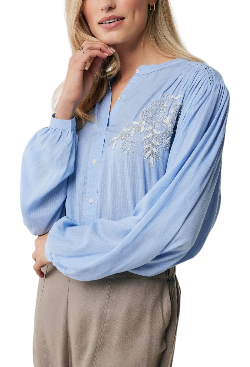 Πουκάμισο Μακρυμάνικο Mexx Blouse with chest embroidery MF006102241W-Lavender Γυναικείο