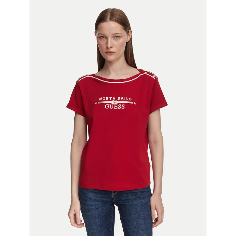 Guess T-Shirt W6YI58 K5317 Σκούρο κόκκινο Regular Fit