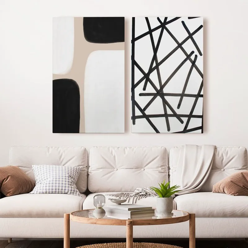 OUTLET Σετ Δίπτυχος Πινακας σε καμβά ABSTRACT SHAPES 65cm x 100cm