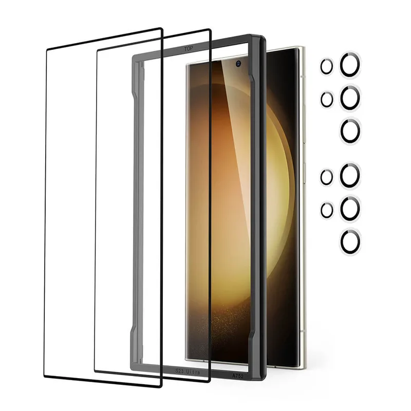 (4-Pack) ESR Set Tempered Glass + 9H Camera Lens Clear Samsung Galaxy S23 Ultra
