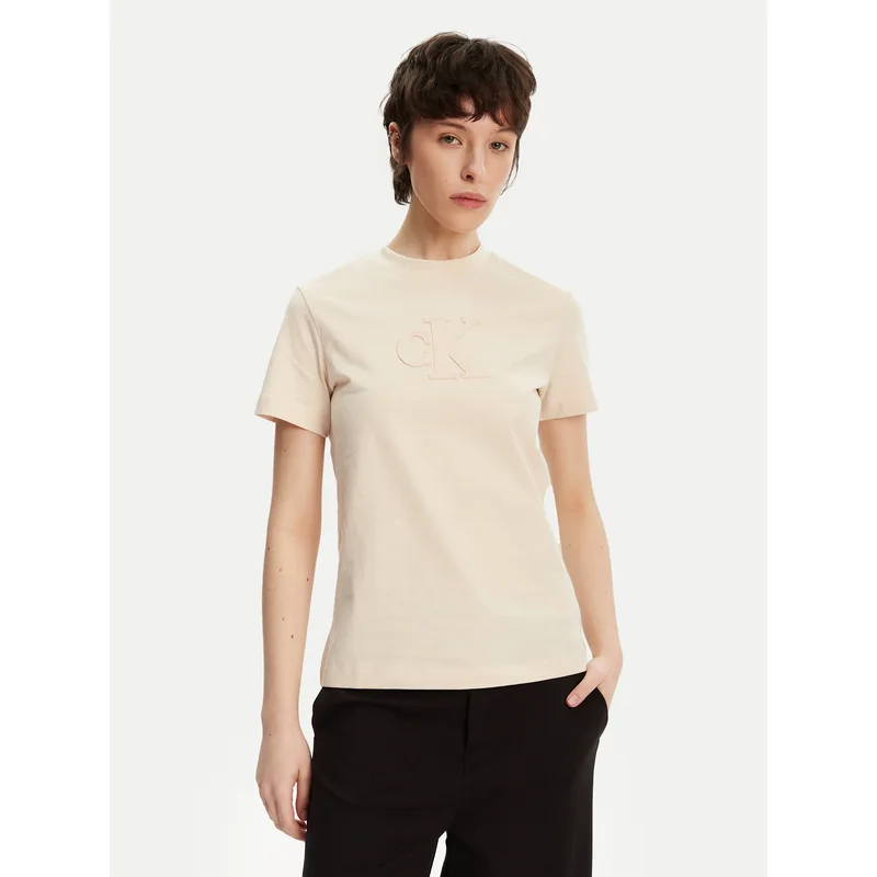 Calvin Klein Jeans T-Shirt J20J225256 Μπεζ Regular Fit