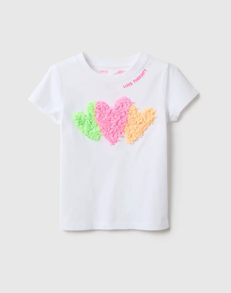 OVS T-SHIRT W/HEARTS 2559652-LUCENT WHITE White