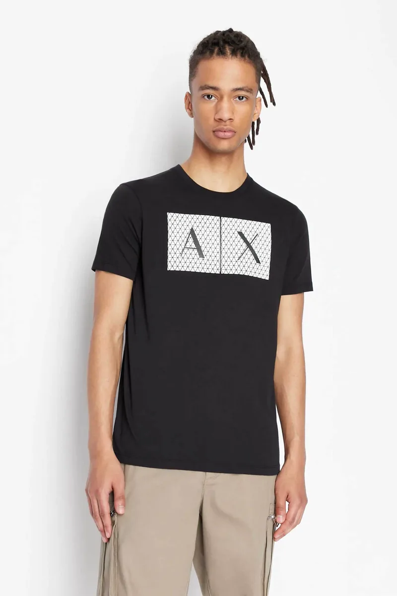 Armani Exchange ανδρικό T-shirt με graphic logo print Regular Fit - 8NZTCKZ8H4Z Μαύρο