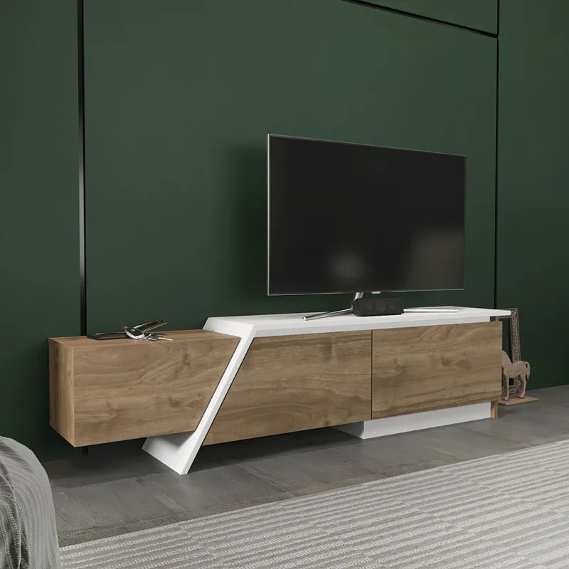 Έπιπλο Τηλεόρασης Zonas - Walnut, White 875Zna5330 (180x28,6x35 cm)