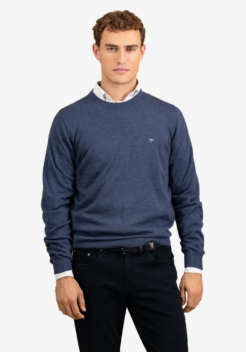 Fynch Hatton Πλεκτή μπλούζα της σειράς Superfine Cotton - 1514 210 680 Night