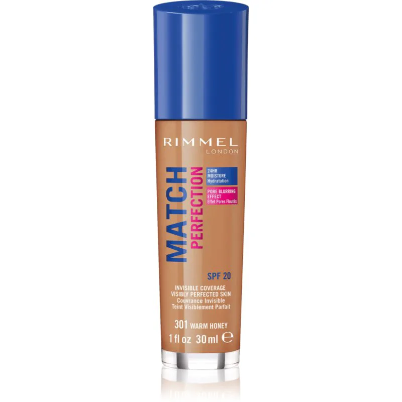 Rimmel Match Perfection υγρό μεικ απ SPF 20 απόχρωση 301 Warm Honey 30 ml