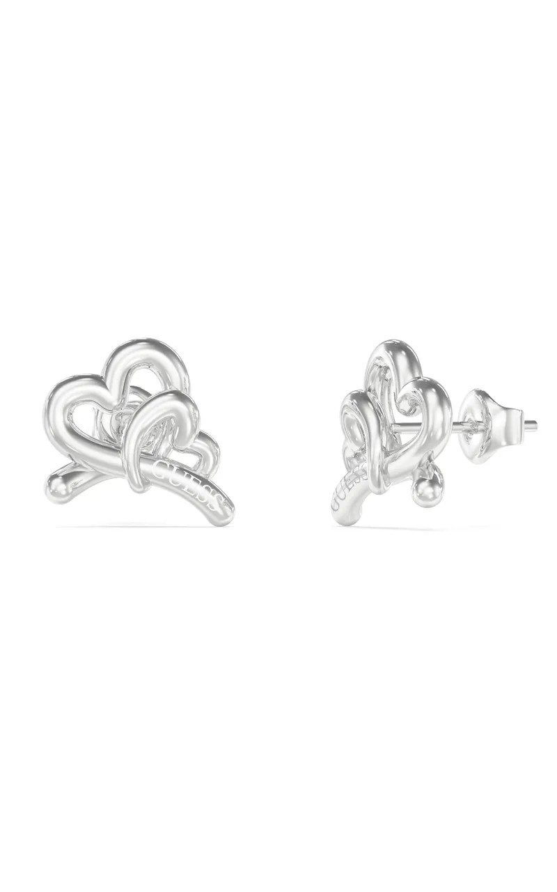 GUESS STEEL LOVE BITES JUBE06058JWRHT/U Σκουλαρίκια Ασημένιες Καρδιές