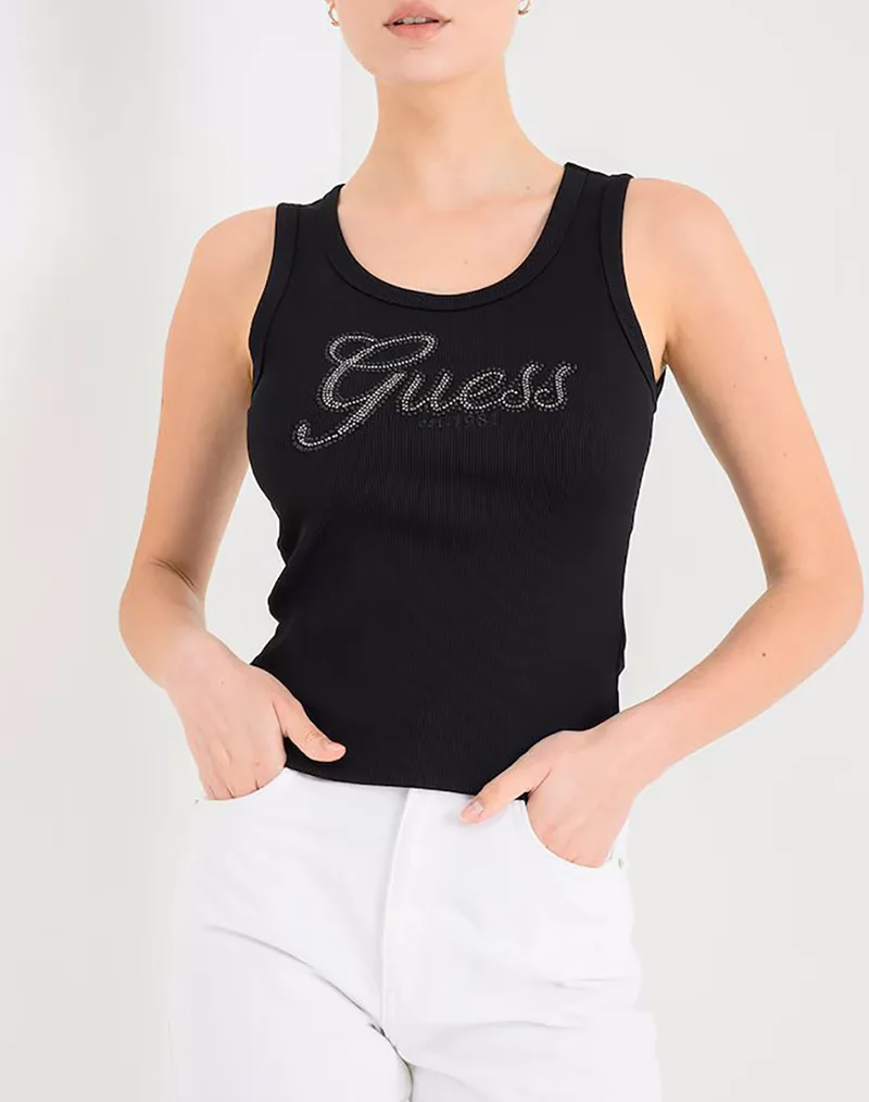 GUESS LOGO SCRIPT TANK TOP ΜΠΛΟΥΖΑ ΓΥΝΑΙΚΕΙΟ W6GP22K2954-JBLK Black
