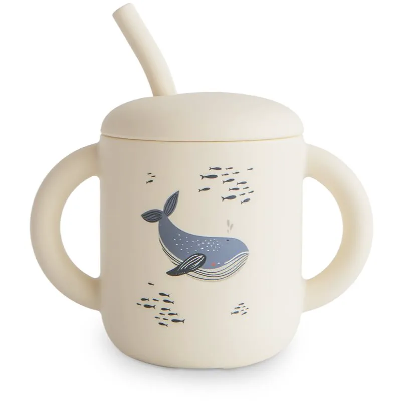 Mushie Silicone Training Cup Whales κύπελλο με καλαμάκι 270 ml