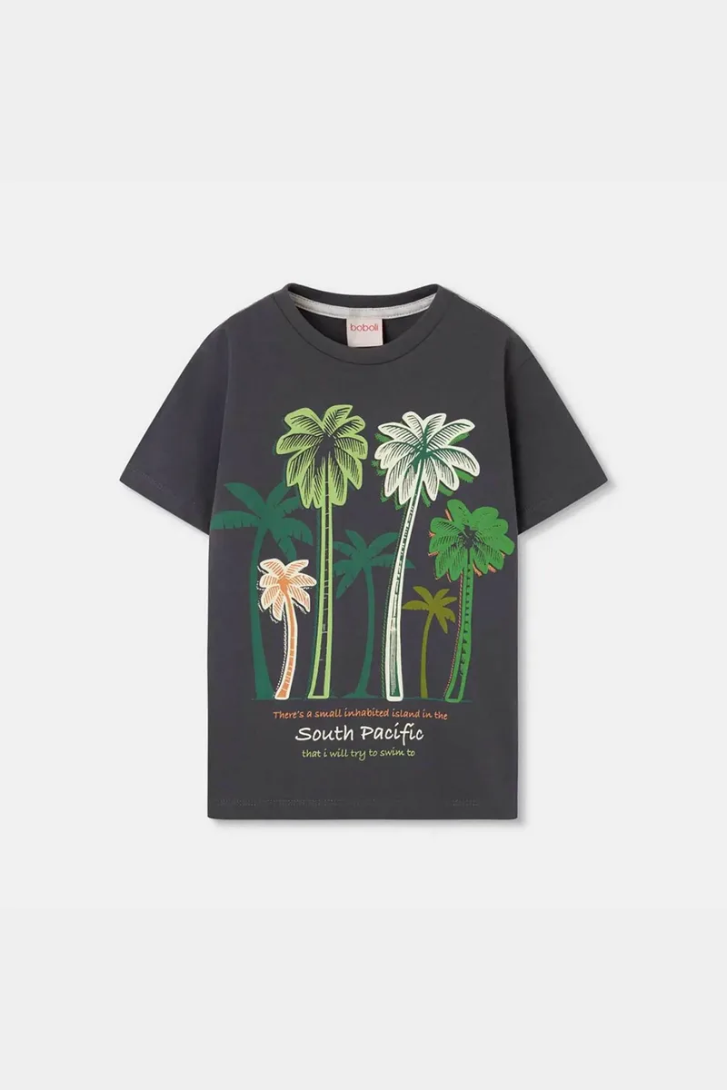 Boboli παιδικό Τ-shirt με print - 513111 Ανθρακί