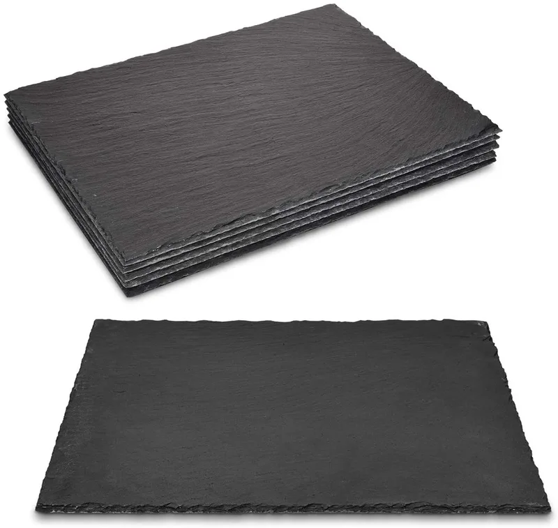 Navaris Natural Slate Serving Plates - Πλάκες Σερβιρίσματος από Σχιστόλιθο - 6 Τεμάχια - 38 x 28 cm - Grey (47683.06.01)