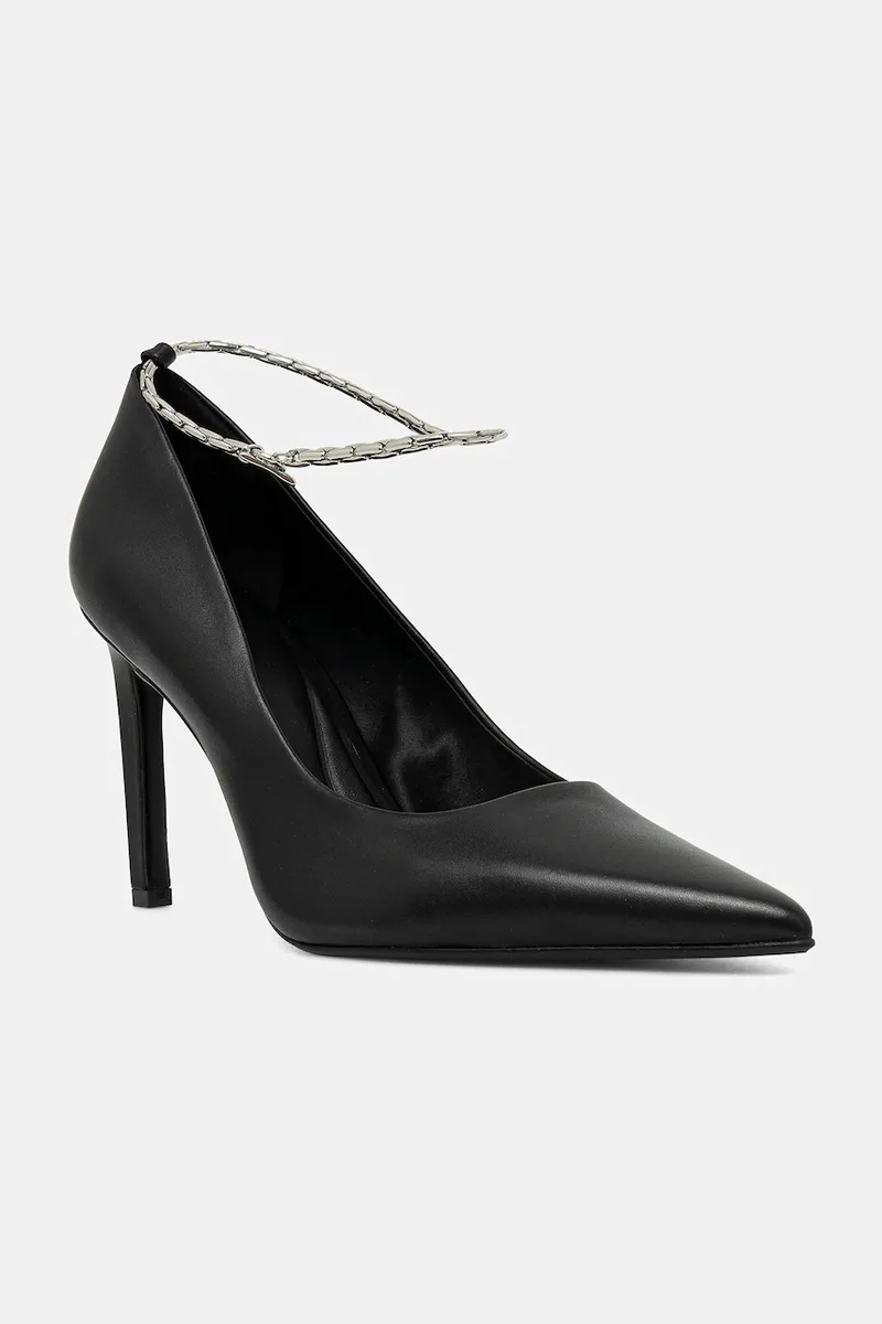 Δερμάτινες γόβες Calvin Klein ESS STILETTO HDW CHAIN LTH 90