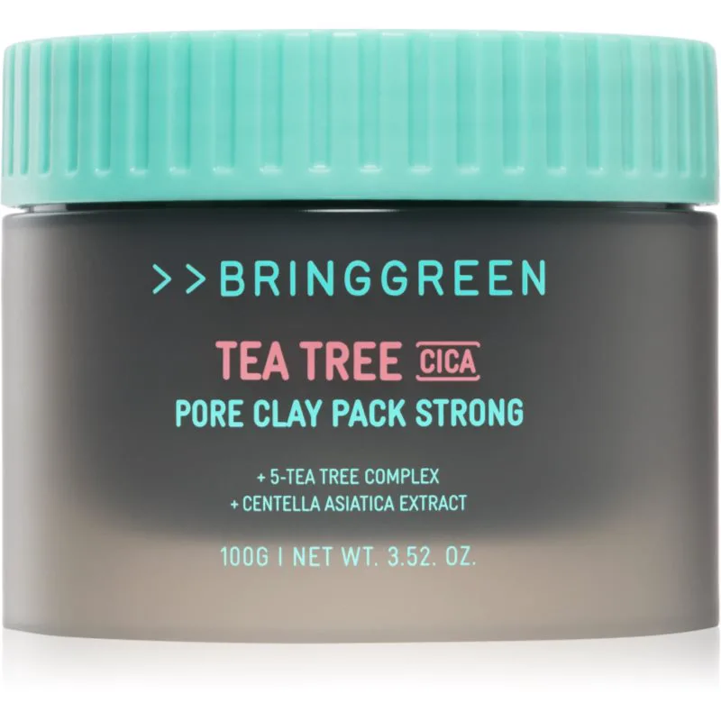 BRINGGREEN Tea Tree Cica Pore Clay Pack Strong κρεμώδης μάσκα για λιπαρή επιδερμίδα με τάση για ακμή 100 γρ