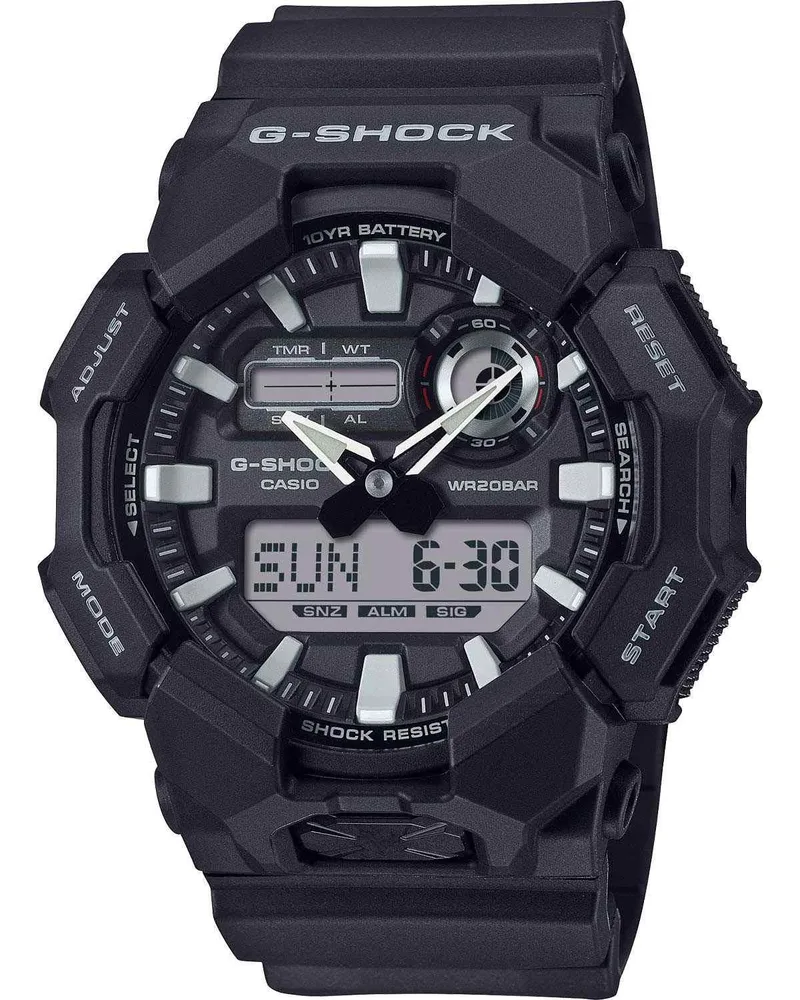 CASIO G-Shock Dual Time Chronograph - GA-010-1AER Black case with Black Rubber Strap