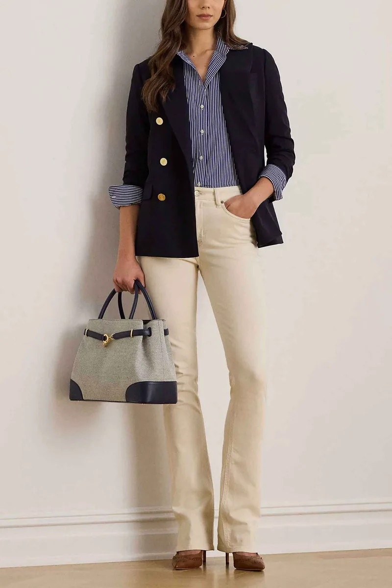 Lauren Ralph Lauren γυναικείο ψηλόμεσο τζιν παντελόνι πεντάτσεπο Bootcut Fit - 200910343001 Κρέμ