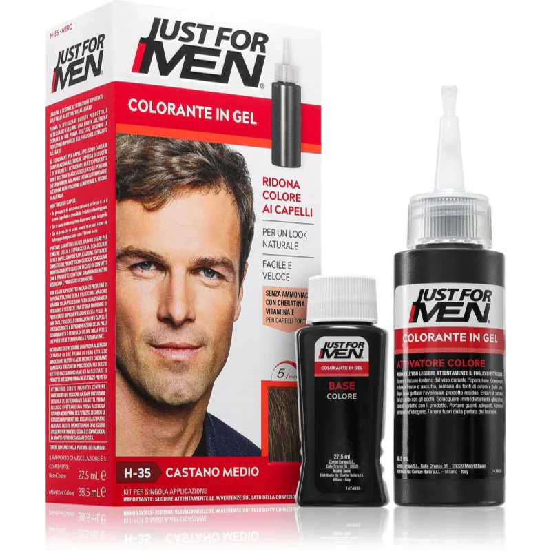 Just for Men Color Kit βαφή για τα μαλλιά με χρώμα για άντρες απόχρωση H-35 Medium Brown 1 τμχ