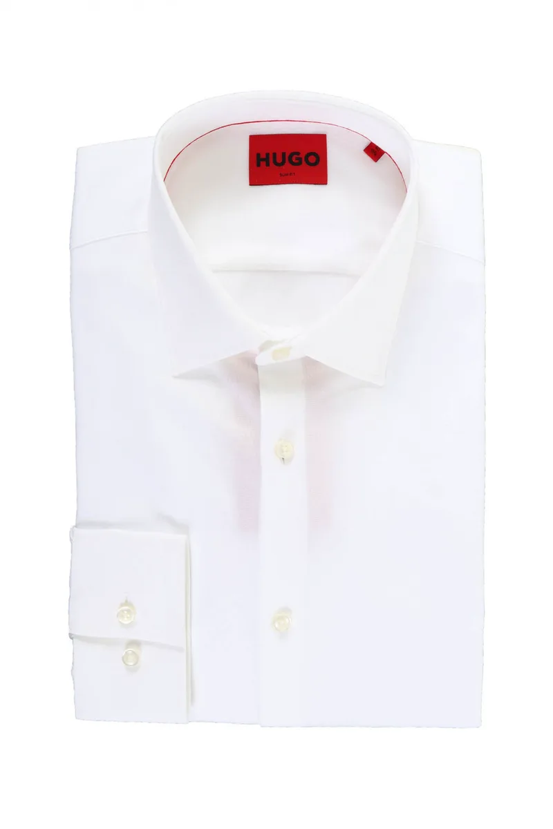 HUGO ΠΟΥΚΑΜΙΣΟ ΜΙΚΡΟΣΧΕΔΙΟ SLIM FIT KENNO ΛΕΥΚΟ