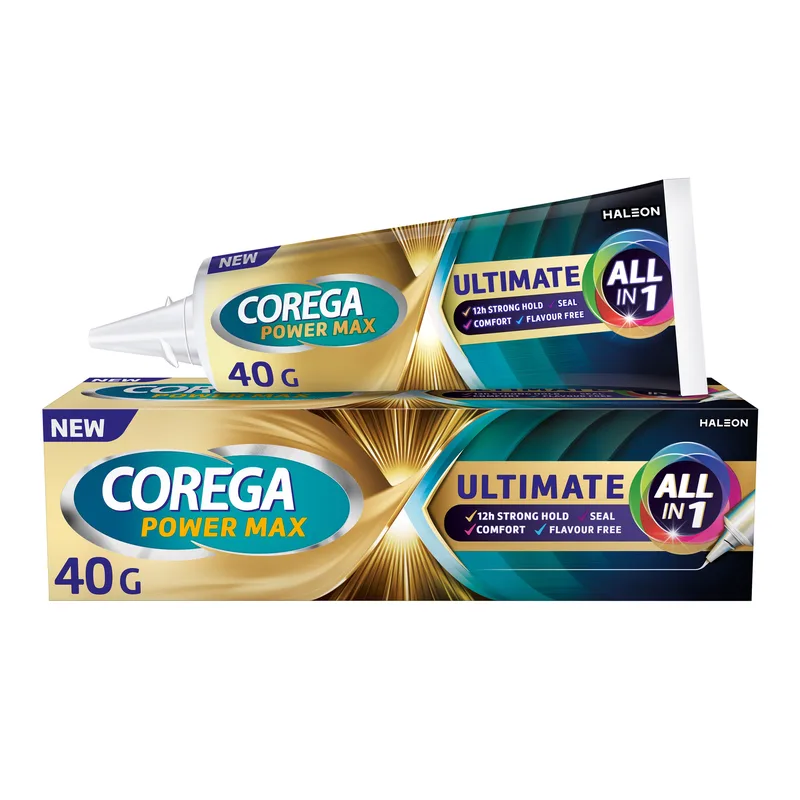 Corega Power Max Ultimate All in One Στερεωτική Κρέμα Τεχνητής Οδοντοστοιχίας για Ακόμα Μεγαλύτερη Δύναμη Μασήματος 40g